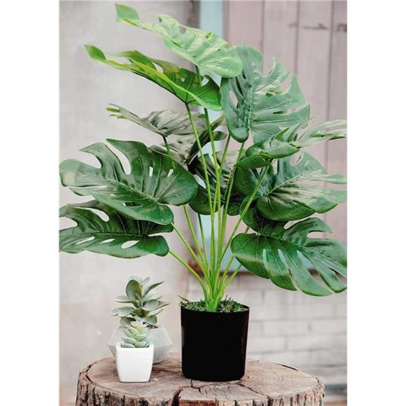 19" Fake Plants Artificial Palm Tree in Pot Indoor / Outdoor Home Office Decor - Picture 3 of 6